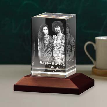 Personalised 3D Crystal Birthday Gift for Brother (50x80x50mm)