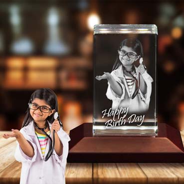 Personalised 3D Crystal Birthday Gift for Child (50x80x50mm)