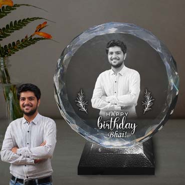 Personalised 3D Crystal Birthday Gift for Brother (155x160x40mm)
