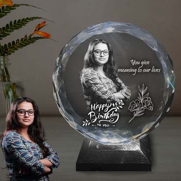 Personalised 3D Crystal Birthday Gift for Daughter (155x160x40mm)