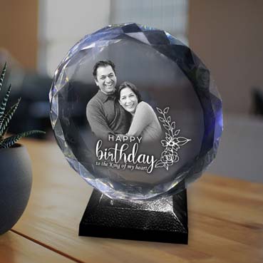 Personalised 3D Crystal Birthday Gift for Husband (155x160x40mm)
