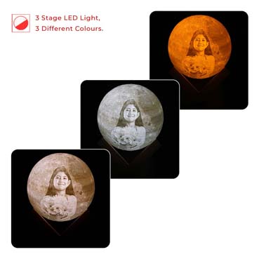 Personalised 3D Moon Lamp for Child Birthday (14cm,3 colours)