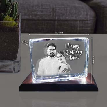 Birthday Gift for Brother Personalised 3D Crystal (100x130x25mm)