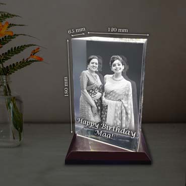 Personalised 3D Crystal Birthday Gift for Mother (180x120x65mm)