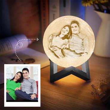 Personalised 3D Moon Lamp for Wife Anniversary(14cm,3 colours)