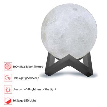 Personalised 3D Moon Lamp for Wife Anniversary(14cm,16 colours)