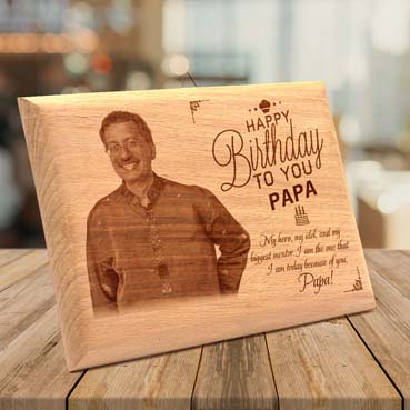 Wooden Photo Frame Personalised for Father Birthday (15”x9”)