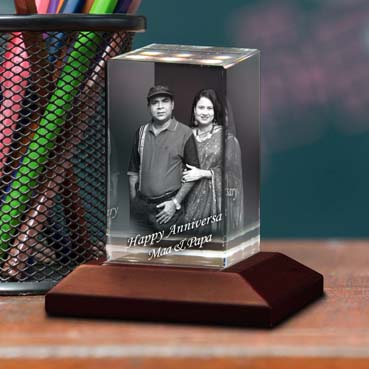 Personalised 3D Crystal Anniversary Gift for Mother (50x80x50mm)