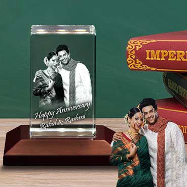 Personalised 3D Crystal Anniversary Gift for Female Friend (50x80x50mm)