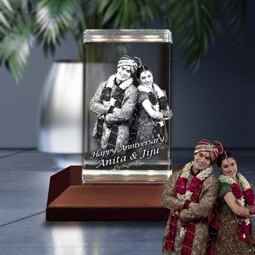 Personalised 3D Crystal Anniversary Gift for Sister (50x80x50mm)