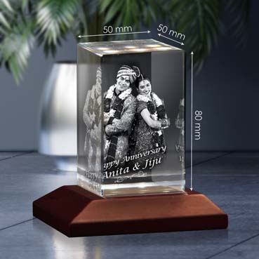 Personalised 3D Crystal Anniversary Gift for Sister (50x80x50mm)