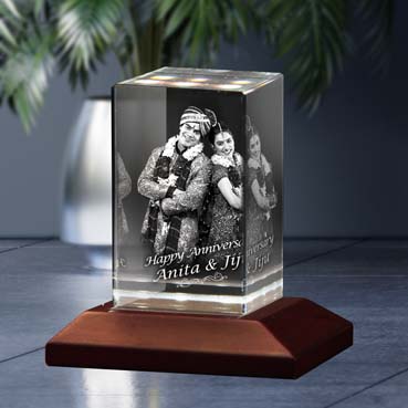 Personalised 3D Crystal Anniversary Gift for Sister (50x80x50mm)