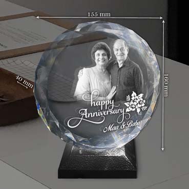 Personalised 3D Crystal Anniversary Gift for Father (155x160x40mm)