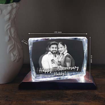 Anniversary Gift for Husband Personalised 3D Crystal (100x130x25mm)