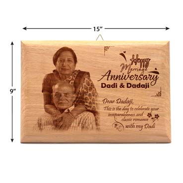 Wooden Photo Frame Personalised for Grand Mother Anniversary (15”x9”)