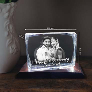 Anniversary Gift for Wife Personalised 3D Crystal (100x130x25mm)
