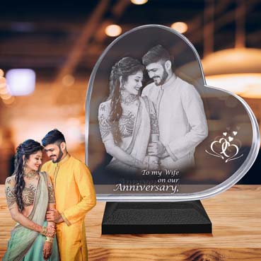 Anniversary Gift for Wife Personalised 3D Crystal (140x140x20mm)