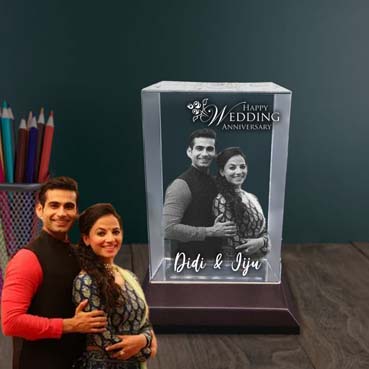 Personalised 3D Crystal Anniversary Gift for Sister (180x120x65mm)