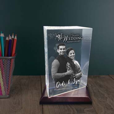 Personalised 3D Crystal Anniversary Gift for Sister (180x120x65mm)