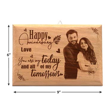 Wooden Photo Frame Personalised for Boy Friend Anniversary (9”x6”)