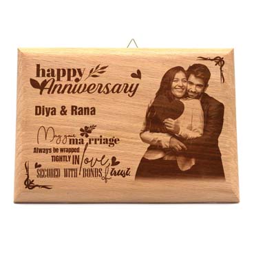 Wooden Photo Frame Personalised for Female Friend Anniversary(9”x6”)