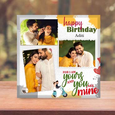 Birthday Gift for Girl Friend on Printable Glass (19.5x19.5cm)