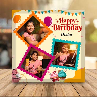 Birthday Gift for Girl Child on Printable Glass (19.5x19.5cm)