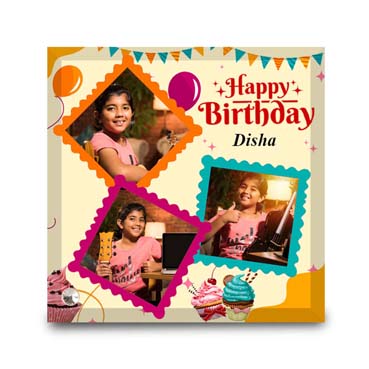 Birthday Gift for Girl Child on Printable Glass (19.5x19.5cm)