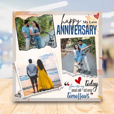 Anniversary Gift for Husband on Printable Glass (19.5x19.5cm)