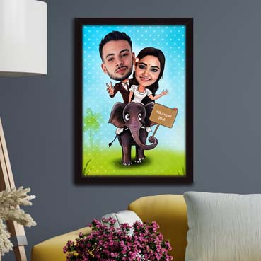 Cute Elephant Caricature Large Frame