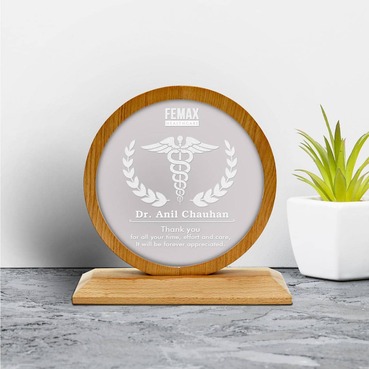 Custom Acrylic Memento with Wooden Base and Round Frame(20PCS)