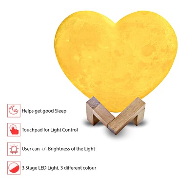 Personalised Heart Lamp 3 Colour Romantic Gift for Couples Birthday message